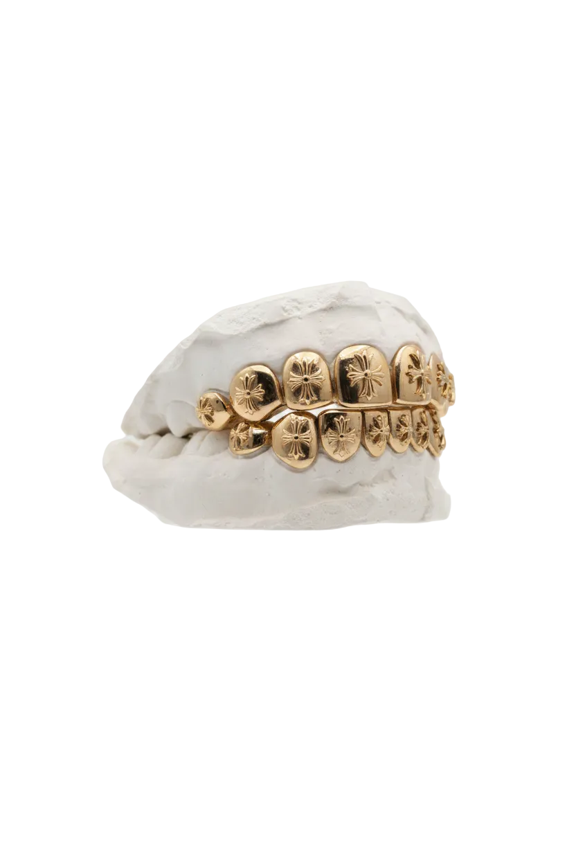 CROSS DESIGN GRILLZ SET 10K YELLOW